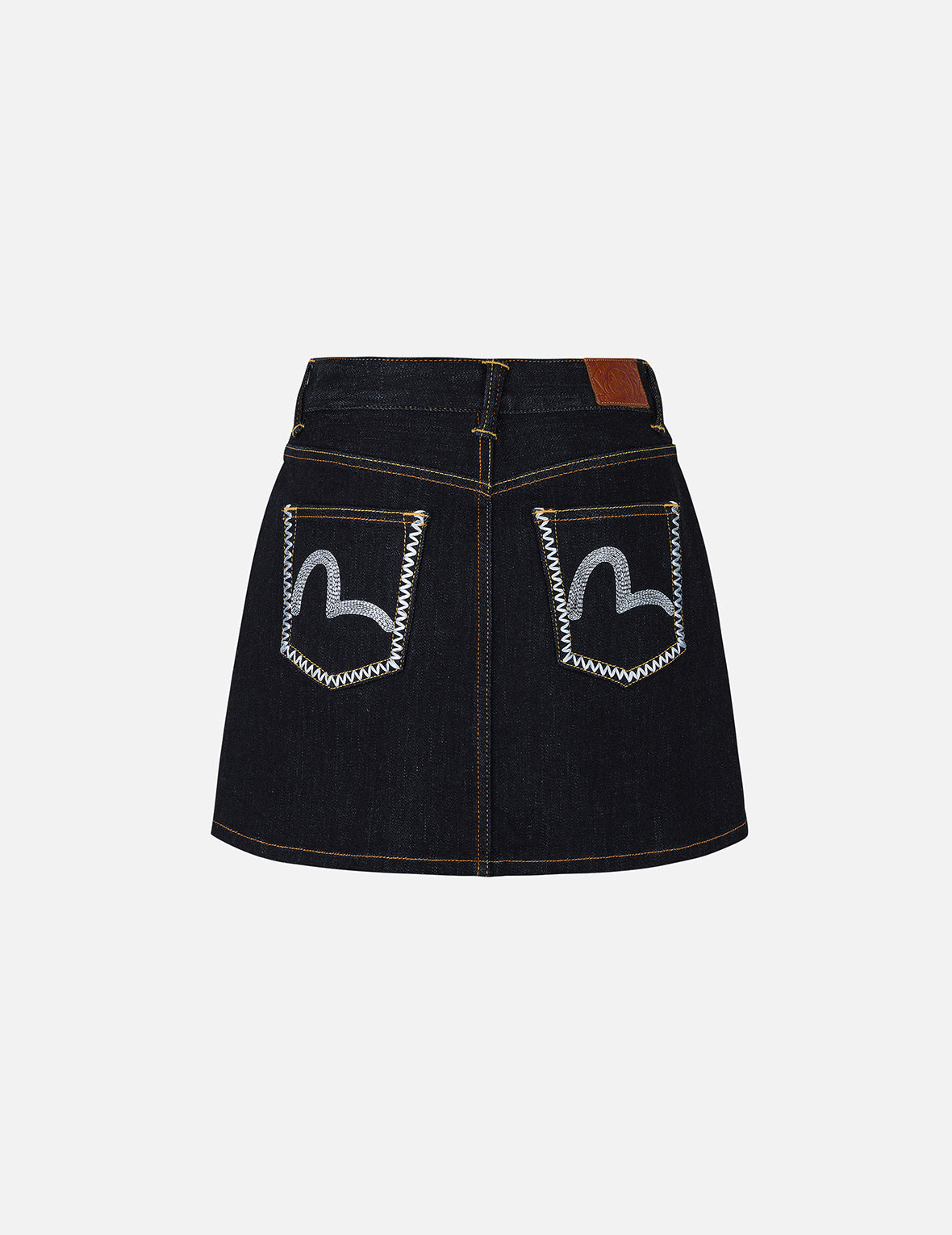 Seagull Embroidery Regular Fit Denim Skirt